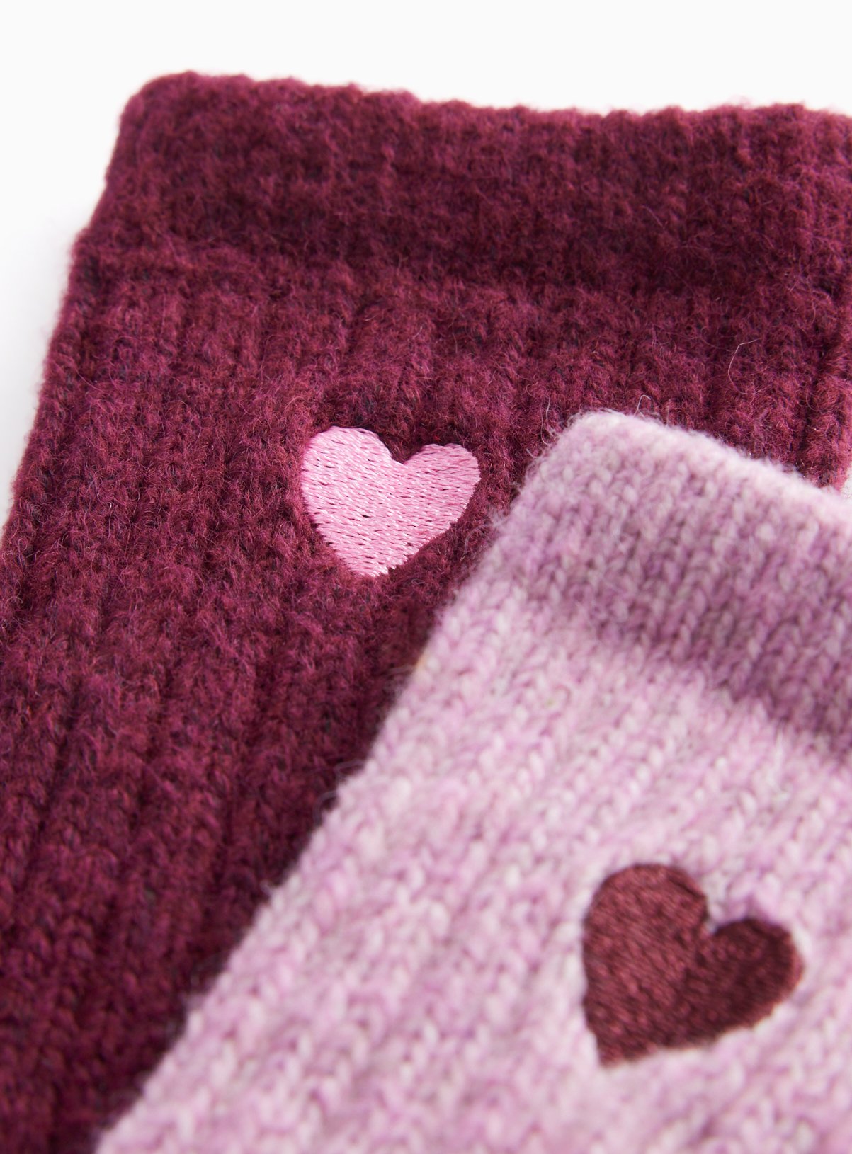 Red & Pink Heart Embroidered Socks 2 Pack  4-8 - Image 2 thumbnail